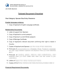 I want a sample of reference letter from my past employer for canadian immigration purpose under skilled workers. Tailored Spouse Visa Document Checklist List Of Supporting Documents