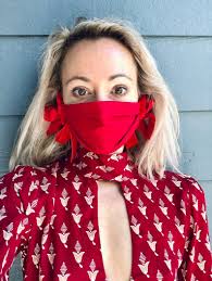 Designer Face Mask In Ruby Red Thinking Of You Self Care Etsy In 2021 Fashion Face Mask Fashion Mask Face Mask