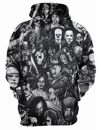 Design Halloween Horror Characters Style Street Wear Collar Hoodie Sleeve Long Color Black Size S M Horror Hoodie Hoodies Sweatshirts Hoodie