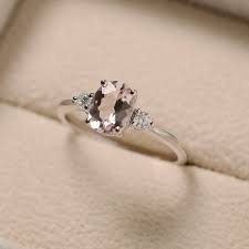 Morganite Ring Silver Pink Gemstone Ring Sterling Silver Oval Morganite Ring With Images Pink Gemstones Ring Morganite Ring Silver Engagement Rings