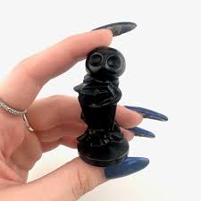 Jack, Sally, Lock, Shock, and Barrel Nightmare Before Christmas Obsidian  Carving, Obsidian Nightmare Before Christmas Carving, B-68