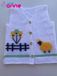 Tunus Isi Kuzulu Bebek Yelegi Yapimi Baby Knitting Patterns Bebek Yelek Orgu
