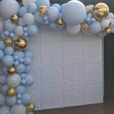 Pretty The Party On Instagram Baby Shower White Pressed Wall Custom Pastel Blue W Baby Shower Garland Gold Baby Shower Boy Blue Baby Shower Decorations
