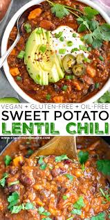 Made With Red Lentils Sweet Potatoes Black And Kidney Beans And Vegetables This Vegan In 2021 Sweet Potato Lentil Chili Lentil Chili Sweet Potato Chili Vegetarian