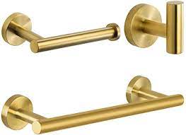 Amazon Com Nolimas 3 Pieces Brushed Gold Bathroom Hardware Set Sus304 Stainless Steel Round Wall Bathroom Hardware Set Gold Bathroom Gold Bathroom Accessories