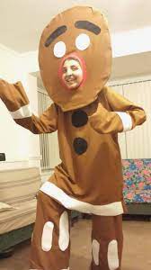 Cool Homemade Gingerbread Man Costume Very Easy To Make Kids Loved It Gingerbread Man Costumes Shrek Costume Mens Costumes
