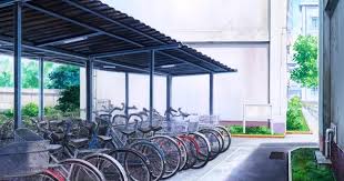 Feel free to send us your own wallpaper and we will consider adding it to appropriate category. Anime Landscape Bikes Parking Lot Anime Background