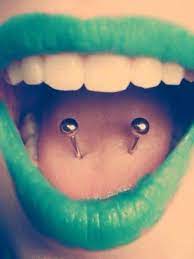 Body Piercing Jewellery Double Tongue Piercing Green Lipstick Double Tongue Piercing Cool Piercings Tongue Piercing