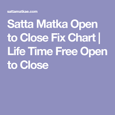 Satta Matka Open To Close Fix Chart Life Time Free Open To