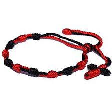 Amazon Com Black And Red Knotted Rosary Pulsera Decenario Bracelet Jewelry Black And Red Bracelets Cross Bracelet