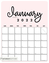 cute free printable january 2022 calendar designs by saturdaygift