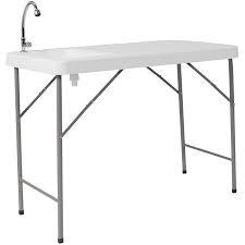 Flash Furniture 23 W X 45 L Granite White Plastic Folding Table With Sink Walmart Com Folding Table Flash Furniture Fish Cleaning Table