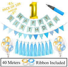 There are so many fun and practical decorating ideas that you can use for your first birthday theme, and your little guy will be the cutest in his little sailor hat! Amfin 1st Birthday Decoration For Baby Boy First Birthday Decorations Boy Birthday Decoration Items Combo Amazon In Toys Games
