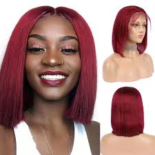 Burgundy Colored Bob Wigs 100% Human Hair