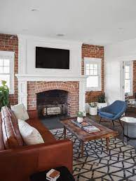 Rafterhouse Bungalow Seating Area With Exposed Brick Walls And Fireplace Exposed Brick Fireplaces Rafterhouse Dream House Interior