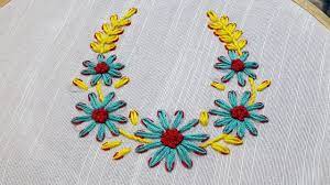 Lazy Daisy Double Colour Thread Flower Stitch Hand Embroidery By Shehla Lazy Daisy Stitch Flower Embroidery Designs Crewel Embroidery Kits