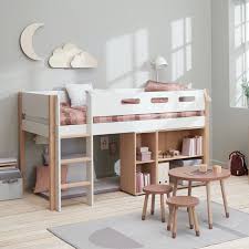 Kinderzimmer Flexa Nor Halbhohes Bett 90200 Cm Mit Senkrechter Leiter In Weiss Eiche In 2020 Kids Room Furniture Kids Bedroom Inspiration Bunk Beds For Girls Room