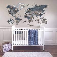 2020 popular 1 trends in home & garden, home improvement, toys & hobbies with bird wall decals for nursery and 1. Amazon Com World Map With Animals Wall Decal Baby Boy Nursery Wall Decor Handmade Products