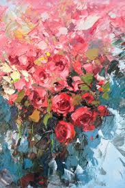 Red Roses Painting On Canvas Original Art Flowers Painting Etsy In 2021 Rose Painting Abstract Flower Painting Painting The Roses Red
