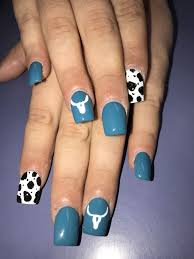 Acrylics Acrylicnails Longhorn Cowspots Cowprint Freehand Nailsbyhenry Nailsbykrystal Pbgnails Cow Nails Nail Designs Nail Inspo