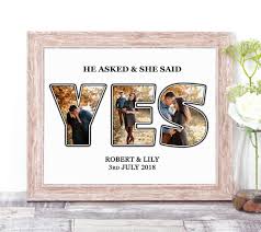 Wood and marble monogrammed cheese board. Personalisierte Sagte Sie Ja Fotocollage Wort Kunstdruck Verlobung Geschenk Valentinstag Ebay