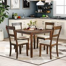 Leaves are 15 each and can be purchased as a set of 2 or just one. Amazon Com P Purlove 5 Piece Dining Table Set Rustic Wood Kitchen Table And 4 Chairs 5 Piece Wooden Dining Set For Kitchen Dining Room American Walnut Table Chair Sets