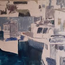 Les Bateaux De Peche Du Port Joinville Iledyeu Huile Peinture Peinturehuile Troisetapes Bretagne Mer Boat Abstract Artwork Painting Artwork