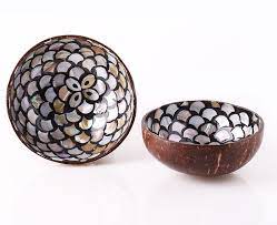 اناء جوز الهند مزين من الداخل بالاصداف البحرية بارتفاع 5 5 سم وقطر 14سم بسعر 35 تحف فازات ديكور اواني منزليه اواني decorative bowls home decor decor