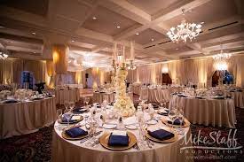 Navy Gold And White Wedding Reception Decor Hotel Wedding Receptions Wedding Venues Wedding Reception Decorations