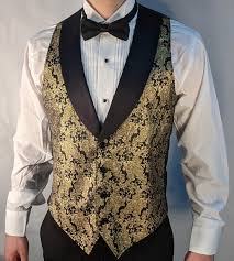 Shop our large collection of mens ties online. Men S Gold Metallic Tuxedo Vest With Black Lapel And Black Bow Tie Set