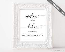 Welcome Sign Template Printable Baby Shower Welcome Sign Calligraphy Rustic Modern Black And Whit Baby Shower Printables Baby Shower Welcome Sign Baby Shower