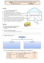 Lesson 5 The E Mailer Vs The Texter Part 2 2nd Form Docx Tunisian Curriculum English Language Teaching Language Teaching Lesson