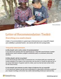 Sample Letter Of Recommendation For Nonprofits Learn Globalgiving