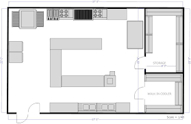 Kitchen Layouts With Island Restaurant Kitchen C Island Floor Plan Example Smartdraw Commercial Kitchen Design Kitchen Floor Plans Kitchen Designs Layout