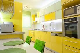 If you have only a small space available for the kitchen, this might actually be a blessing in disguise. Home Architec Ideas Kitchen Design Yellow Green