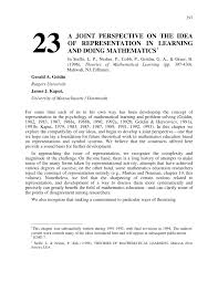 Pdf A Joint Perspective On The Idea Of Representation In Learning And Doing Mathematics