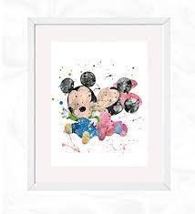 Download 78 baby mickey mouse cliparts for free. Amazon Com Baby Mickey And Minnie Mouse Prints Mickey Mouse Clubhouse Disney Watercolor Nursery Wall Poster Holiday Gift Kids And Children Artworks Digital Illustration Art Handmade