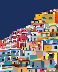 Printable Art Amalfi Coast Print Positano Print Colorful Wall Art Artwork Italy Art Colorful Prints Wall Decor For Stairwell Salerno Italy Art Colorful Artwork Colorful Wall Art