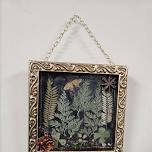 Moon lit forest Resin art with pressed greenery