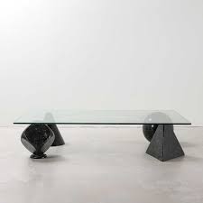 5 out of 5 stars. Glass Coffee Table With Marble Sculptural Bases In The Style Of Massimo Vignelli 1970s Thurstan