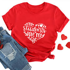 Your enthusiasm shows in the classroom. Teacher Valentine Shirt My Students Stole My Heart Teacher Tshirt Casual Short Sleeve Teachers Team Shirts Valentine S Day Shirt T Shirts Aliexpress