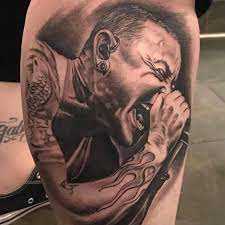 Club Tattoo On Instagram Chesterbennington Portraittattoo By Joshuastallworthtattoos Clubtattoo Club Tattoo Hand Tattoos For Guys Portrait Tattoo