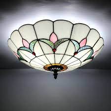 Tiffany Flush Mount Blue Stained Glass