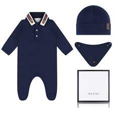 Gucci Baby Boys Navy Cotton Gift Set 3 Piece Designer Kids Clothes Designer Baby Clothes Baby Girl Patterns