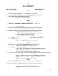 Karnataka 2nd Puc Model Question Paper For Chemistry Aglasem Schools