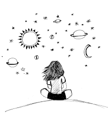 She Is Herself A Galaxy Holding Infinite Stars And A Moon Galaxy Drawings Drawing Stars Minimalist Drawing