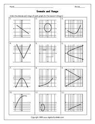 Find the domain and range of each of the following, where y is a function of x. Functions Finding Domain And Range From Graphs By Algebra Funsheets