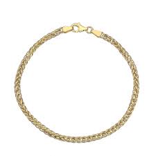 Spiga wheat gold chain solid godhumai chain. 9ct Yellow Gold 7 5 Inch Spiga Chain Bracelet Ernest Jones