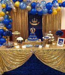 And all of the decoration options are adorable. Gold And Royal Blue Prince Crown Baptism Christening Etsy In 2021 Royal Baby Shower Boy Prince Baby Shower Theme Royalty Baby Shower