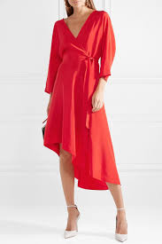 Diane Von Furstenberg Asymmetric Silk Satin Wrap Dress Satin Wrap Dress Dresses Sleek Dress